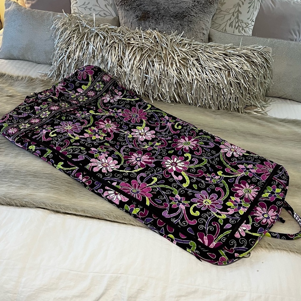 VERA BRADLEY Purple Punch 2009 Hanging Garment Bag Y2K Brown Pink Floral Travel